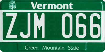 VT license plate ZJM066