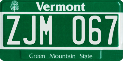 VT license plate ZJM067