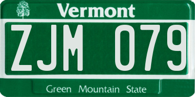 VT license plate ZJM079