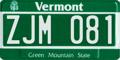 VT license plate ZJM081