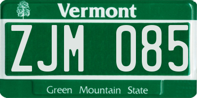 VT license plate ZJM085