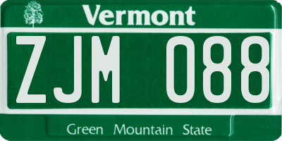 VT license plate ZJM088