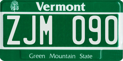 VT license plate ZJM090