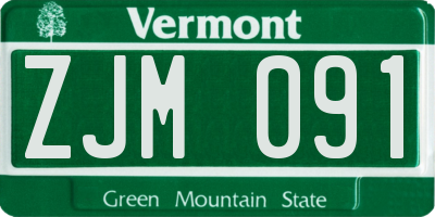 VT license plate ZJM091