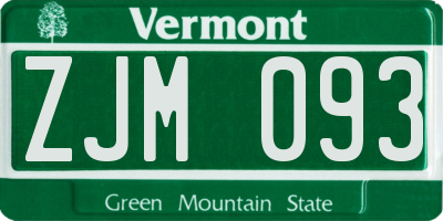VT license plate ZJM093