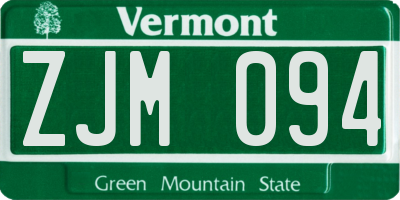 VT license plate ZJM094