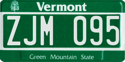 VT license plate ZJM095