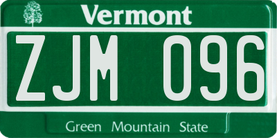VT license plate ZJM096
