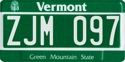 VT license plate ZJM097