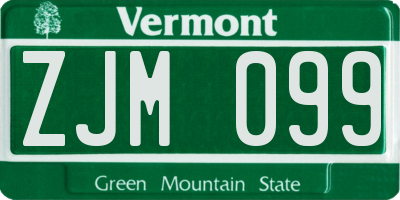 VT license plate ZJM099
