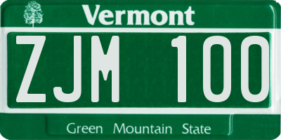 VT license plate ZJM100