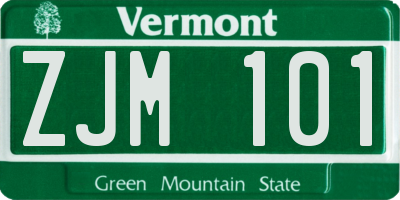 VT license plate ZJM101
