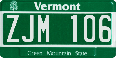 VT license plate ZJM106