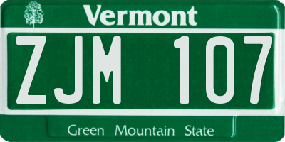VT license plate ZJM107