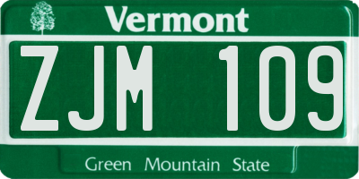 VT license plate ZJM109