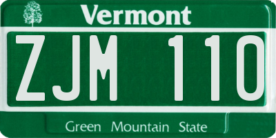 VT license plate ZJM110