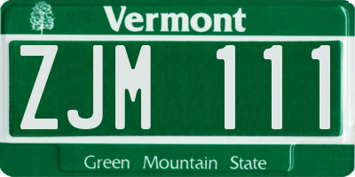 VT license plate ZJM111