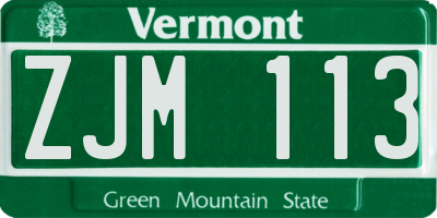 VT license plate ZJM113