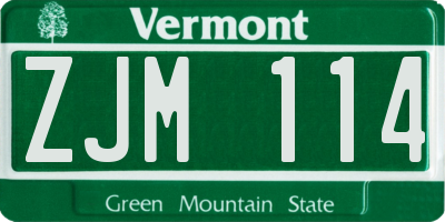 VT license plate ZJM114