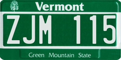 VT license plate ZJM115