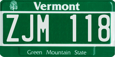 VT license plate ZJM118