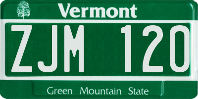 VT license plate ZJM120