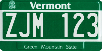 VT license plate ZJM123