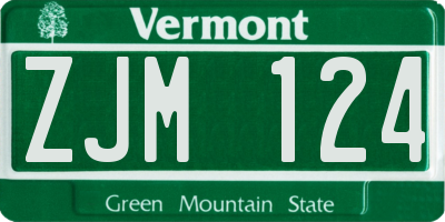 VT license plate ZJM124