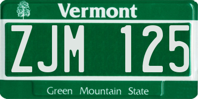 VT license plate ZJM125