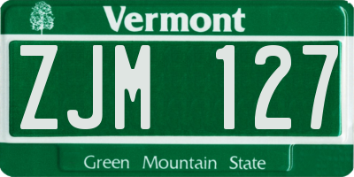 VT license plate ZJM127