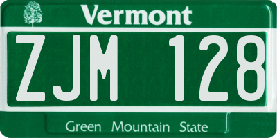 VT license plate ZJM128