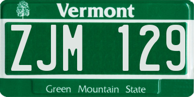 VT license plate ZJM129