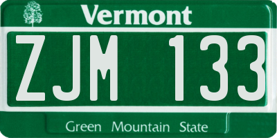 VT license plate ZJM133