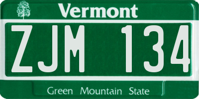 VT license plate ZJM134