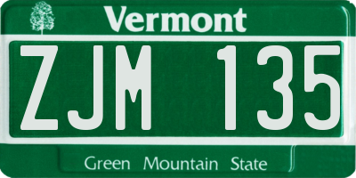 VT license plate ZJM135