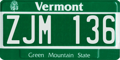 VT license plate ZJM136