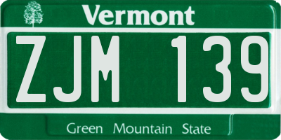 VT license plate ZJM139