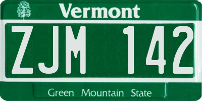 VT license plate ZJM142