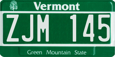 VT license plate ZJM145
