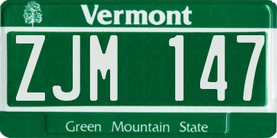 VT license plate ZJM147