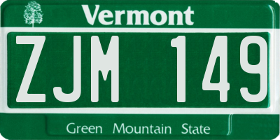 VT license plate ZJM149