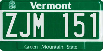 VT license plate ZJM151