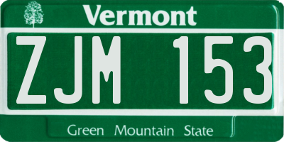 VT license plate ZJM153