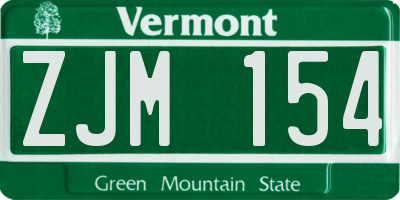 VT license plate ZJM154