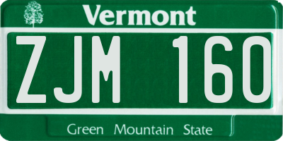 VT license plate ZJM160