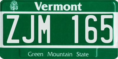 VT license plate ZJM165