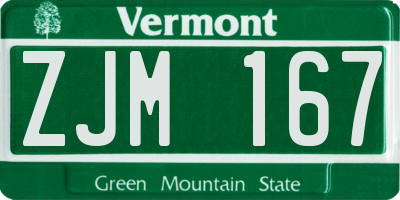VT license plate ZJM167