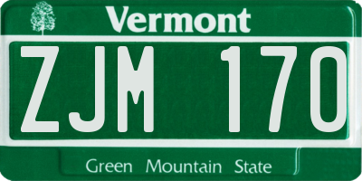 VT license plate ZJM170