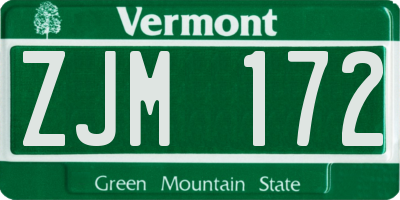 VT license plate ZJM172