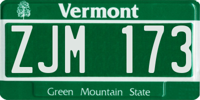 VT license plate ZJM173